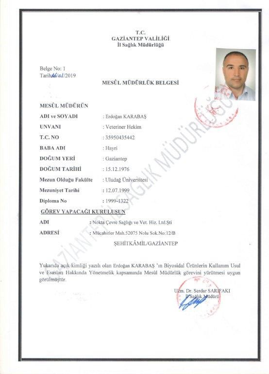 MESUL MÜDÜR BELGESİ